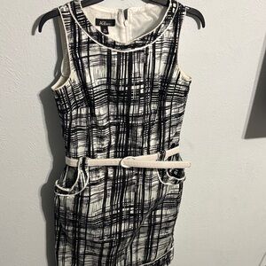 AGB Dress Women's Black and White Plaid Mini Dress